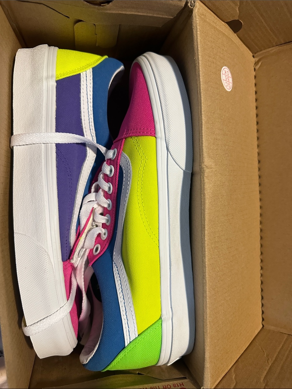 Vans Old Skool Low-Top Sneakers in Neon Yellow, Pink, Blue & Green